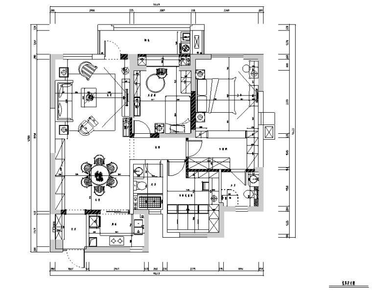 高雅美式风格住宅设计施工图（附效果图）-家具尺寸图