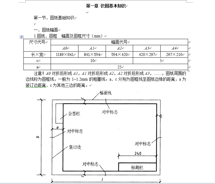 土建造价基础知识讲义-识图基本知识