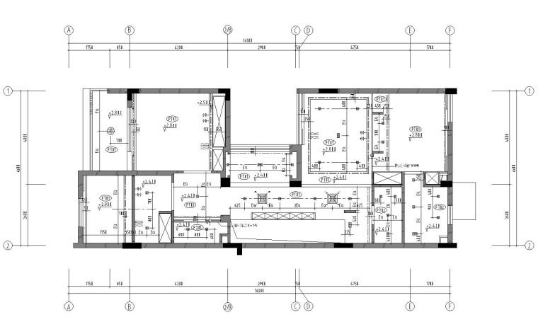 新中式三层独栋别墅内部装修施工图（附效果图）-二层天花布置图