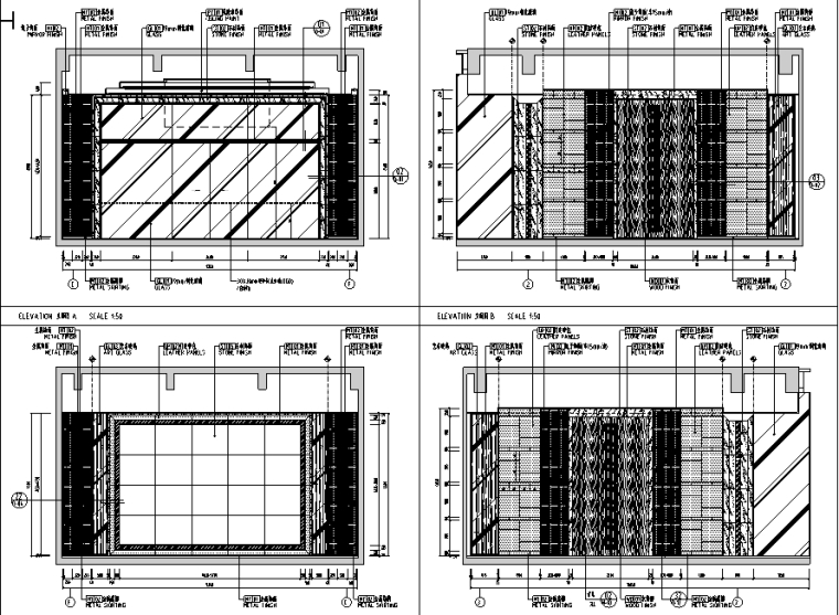 现代奢华风格环球金融中心售楼部深化设计施工图（附效果图）-立面图