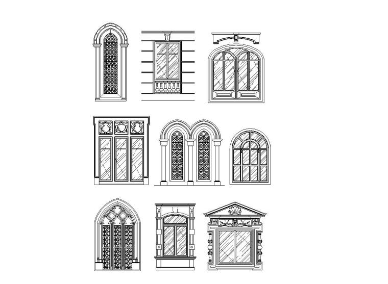 46个欧式门窗节点构造详图——建筑详图-豪华西式窗3