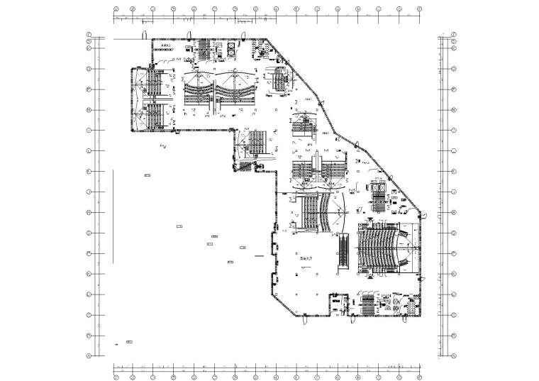 [台州]BONA博纳国际影城台州店室内设计方案+装修施工图+水暖电施工图-F3原始平面