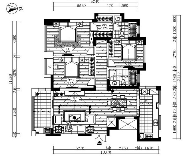 居室平面布局图资料下载-精致三居室设计施工图