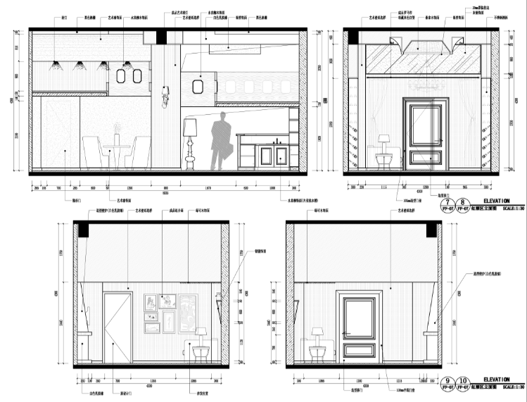 天畞茶叶唐庄混搭风格CAD（含效果图）-红酒区立面图 (4)