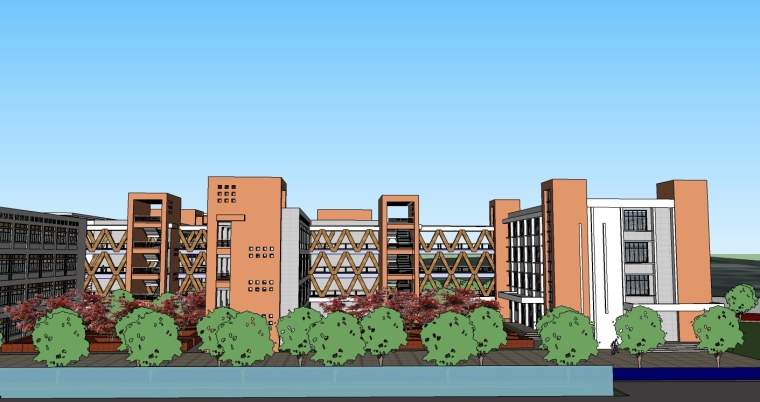 蕲春实验小学以及特殊学校SU精模型-透视图