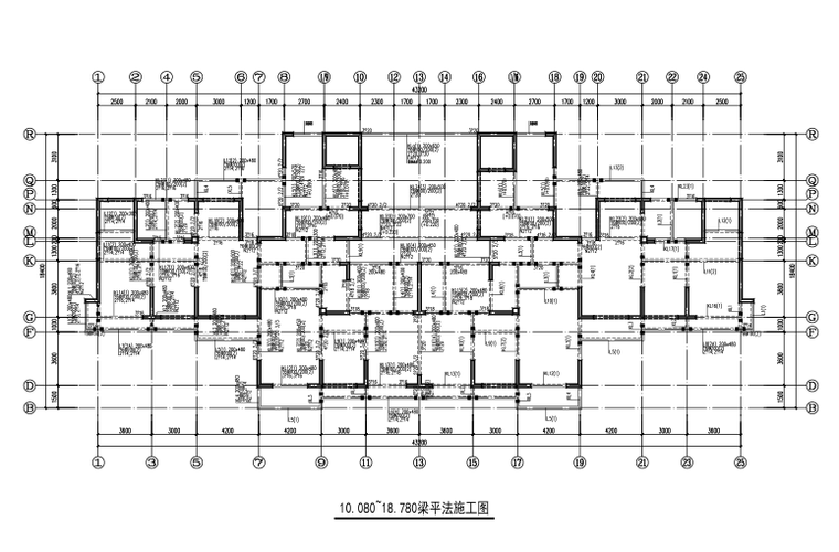 [河南]25层剪力墙结构住宅楼结构施工图（CAD、22张）-梁平法施工图