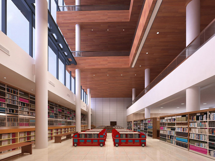 哈尔滨市某图书馆室内资料下载-现代风格大型图书馆室内全套3D模型下载