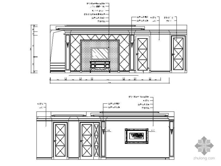 现代休闲影视厅CAD资料下载-简欧风格影视厅立面图