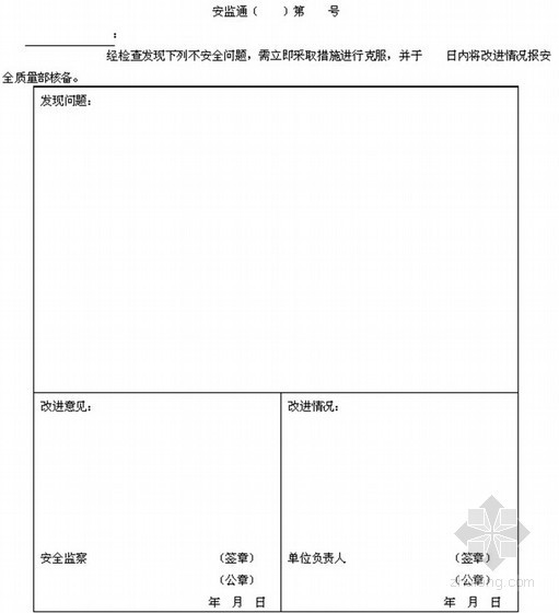 名企编制项目经理部标准化管理制度汇编（318页）-安全监察通知书 