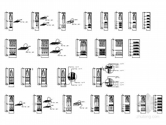 各种不同房间衣柜平立面cad图块