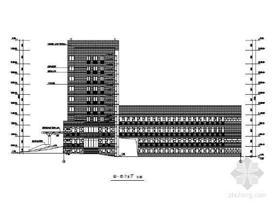 [安徽]某县公安局九层科技大楼建筑施工图-侧立面图