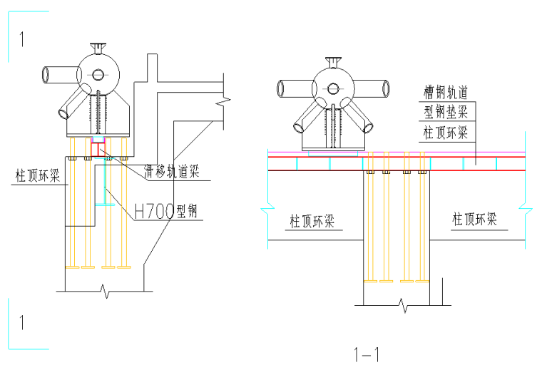 龙山县体育中心体育馆项目钢结构施工方案（正放四角锥焊接球网架）-滑移措施节点图