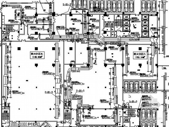 [江西]24万平大型医院暖通空调及防排烟系统设计施工图-地下室通风平面图 