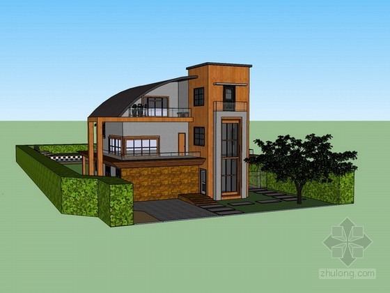私人别墅景观项目资料下载-私人泳池别墅sketchup模型下载
