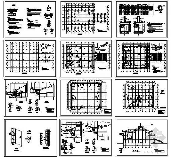 重檐亭阁设计CAD资料下载-某寺庙柜架结构设计详图