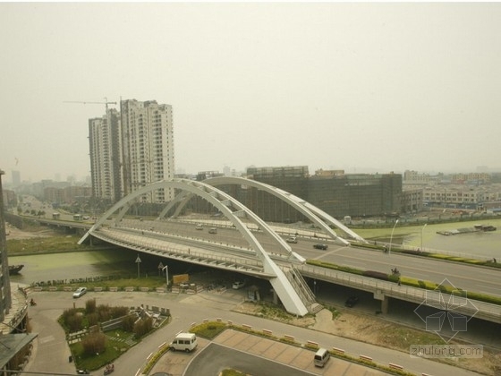 3m跨度桥梁资料下载-[江苏]跨度110m新型斜靠式拱梁组合体系拱桥施工图119张（城市地标）