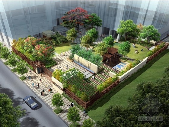 商业庭院模型资料下载-[广东]临商业街花园式休闲庭院景观设计方案
