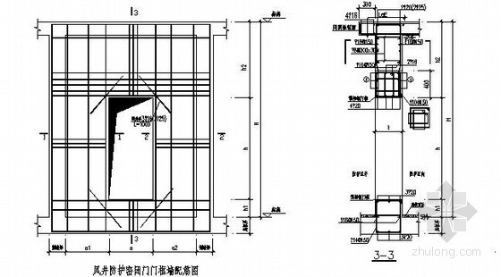 复合实木门框安装节点图资料下载-风井防护密闭门门框结构施工图