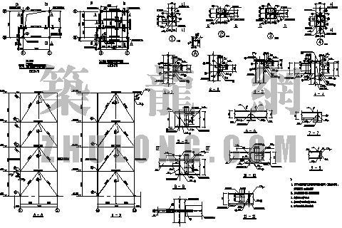 钢支撑八字撑节点图资料下载-某工业钢平台的结构及节点图