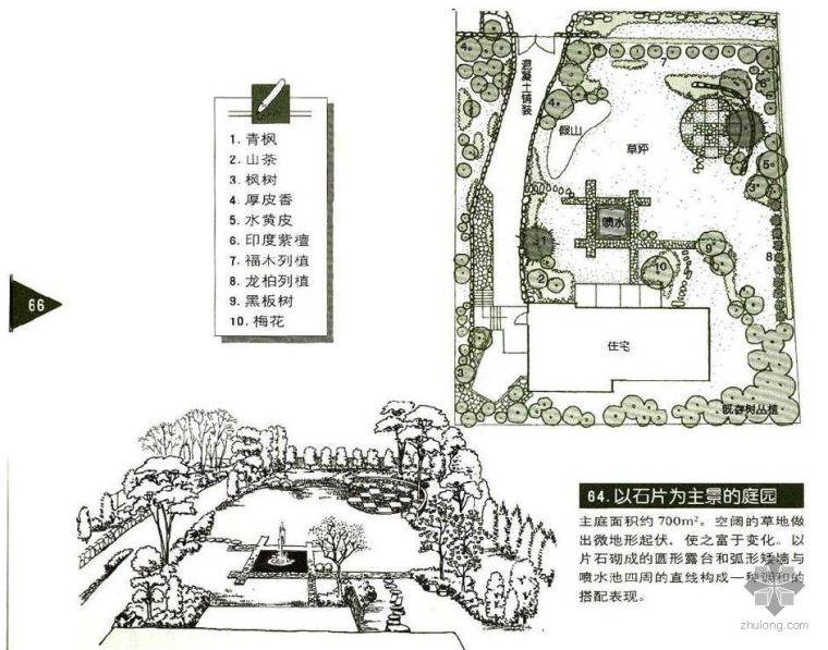 以石景为主的庭院资料下载-以石片为主的庭院景观设计图