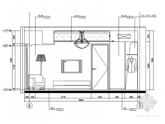 [大连]精品高档公寓一居室装修施工图（含实景）-卧室立面图