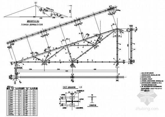 10米跨三角形钢钢架资料下载-某三角形钢屋架大样图