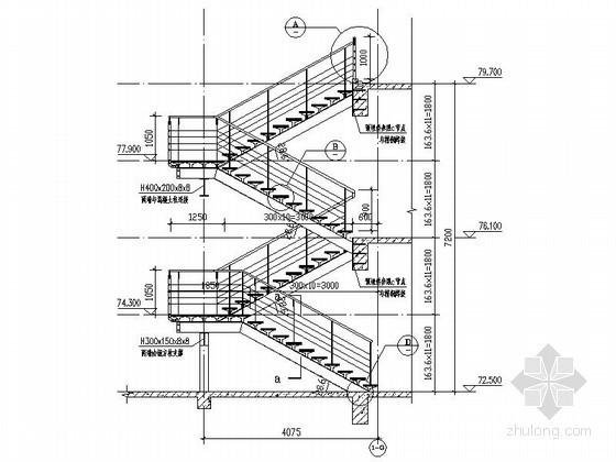 钢结构楼梯详图cad资料下载-钢结构楼梯节点详图