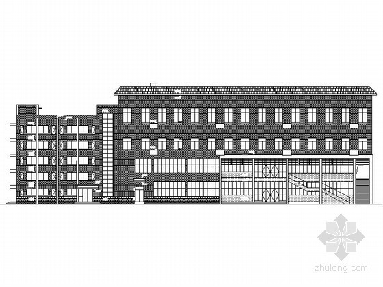 学校宿舍食堂建筑方案资料下载-某学校初中部五层食堂宿舍楼建筑扩初图