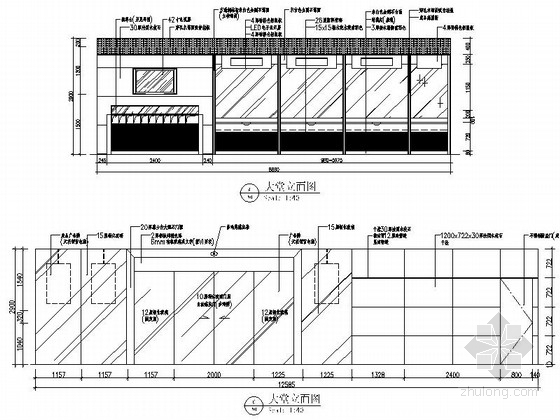 [深圳]首家上市现代股份制商业金融机构支行装修施工图大堂立面图 