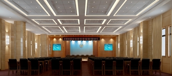 [湖南]地方税收行政单位现代办公楼装修施工图（含效果）大会议室效果图