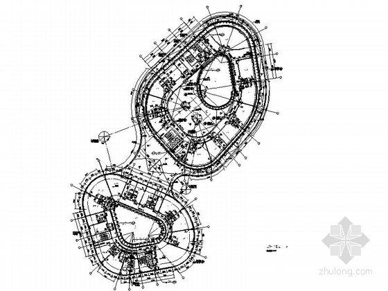[四川]双圆形平面4层招商中心建筑施工图-双圆形平面4层招商中心建筑平面图