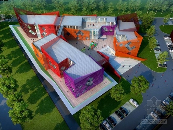 安徽现代风格幼儿园资料下载-[西安]现代风格幼儿园建筑设计方案文本