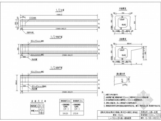 sp板与框架梁的连接构造资料下载-[通用]16米空心板构造图设计（含设计说明)
