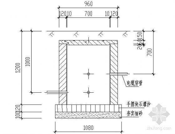 电力电缆手孔井资料下载-灯座基础手孔井大样图