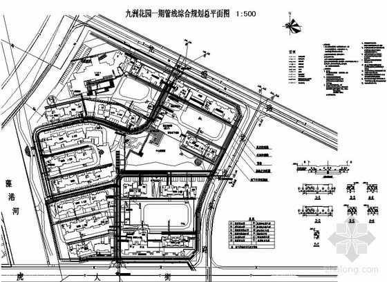 综合体住宅小区cad资料下载-江苏常州某住宅小区管线综合图