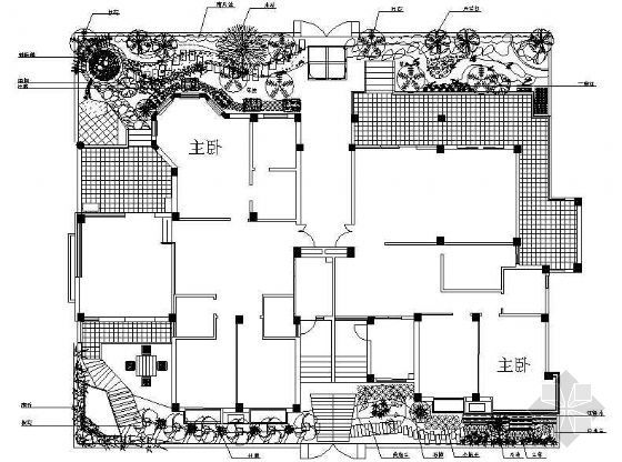 校园庭院设计方案模板资料下载-某私家花园庭院绿化设计图
