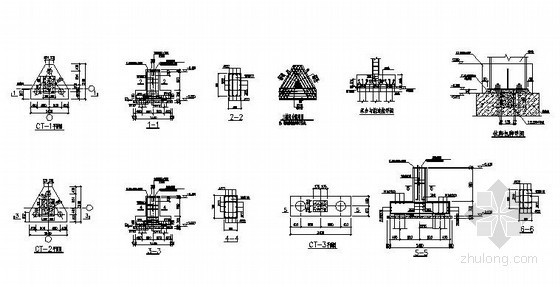 钢承台桩资料下载-某钢框架厂房三桩承台节点详图