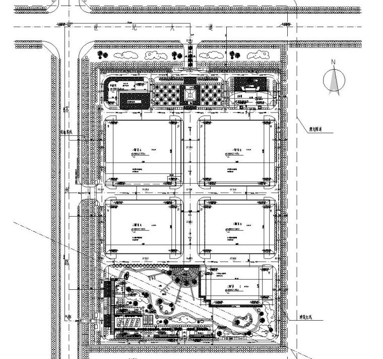 [安徽]现代风格新厂区企业办公楼地块规划设计方案文本及CAD施工图纸-配电总平面图