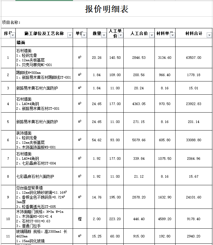 千万酒店装饰报价表(预算书)_3