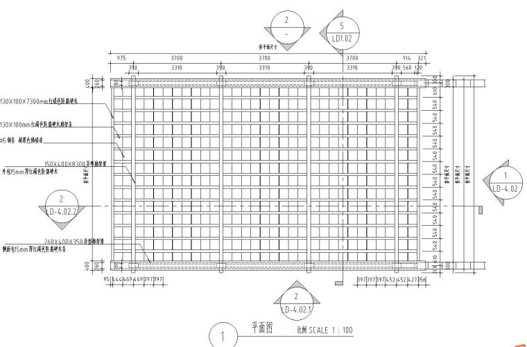 小区钢廊架结构图纸资料下载-车库入口廊架设计详图（钢结构）——泛亚景观