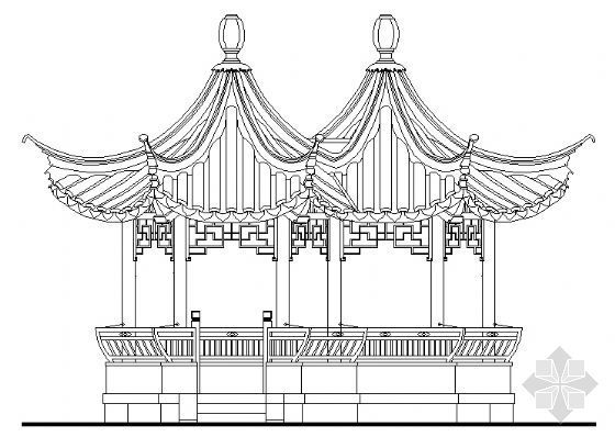 景观亭子中式节点图资料下载-古建亭子建筑方案图系列-六角套亭