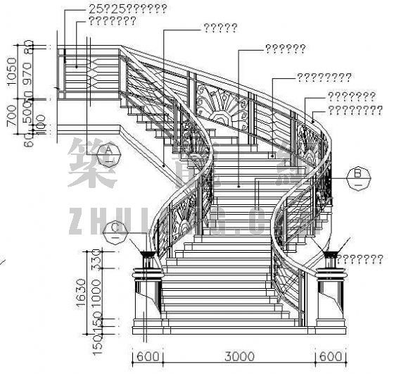 剪刀楼梯施工详图资料下载-楼梯详图