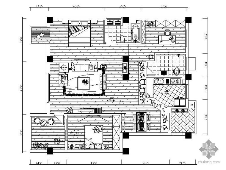 中式风格三居室设计方案图_1