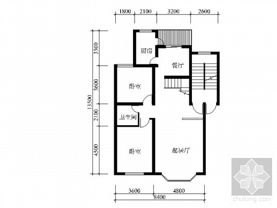 200平米平层四室户型图资料下载-复式四室二厅户型图(250)