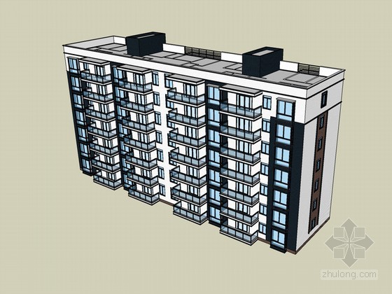 多层住宅SketchUp模型下载-多层住宅 