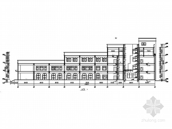 [浙江]现代风格高层大学校园规划设计方案施工图(含效果图)-现代风格高层大学校园规划设计剖面图 