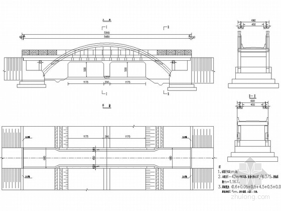 中承式拱景观天桥资料下载-1-42米中承式拱式天桥通用图