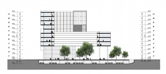 [广东]11层现代风格企业办公综合体建筑设计方案文本（123页图纸）-11层现代风格企业办公综合体建筑剖面图