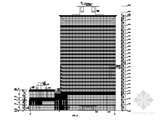 [上海]24层现代风格综合用房建筑施工图（甲级设计院）-24层现代风格综合用房建筑设计立面图