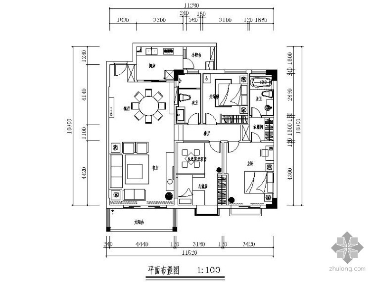 一个三居室的全套施工图资料下载-[东莞]三居室装修施工图